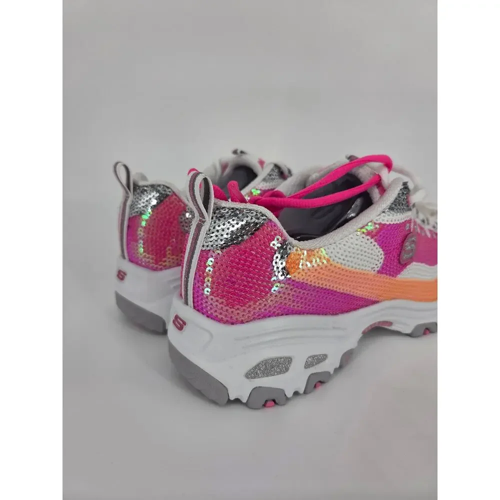 Sketchers D'Lites Made to Shine Pink Sequin Holo Sneaker 90s Vibe NEW Women's 10 - Picture 6 of 13